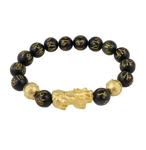 Black Obsidian Pixiu Feng Shui Beaded Bracelet.